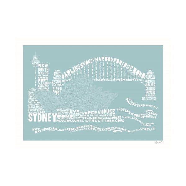 Plakat Sydney Blue&White, 50x70 cm