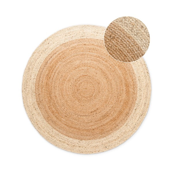 Okrągły dwustronny dywan z juty tkany ręcznie w naturalnym kolorze ø 200 cm Jutta Gold – Hanse Home
