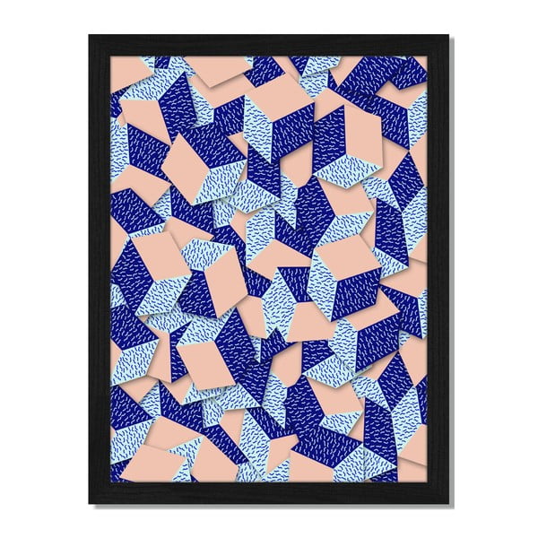 Obraz w ramie Liv Corday Provence Blue Mosaic, 30x40 cm
