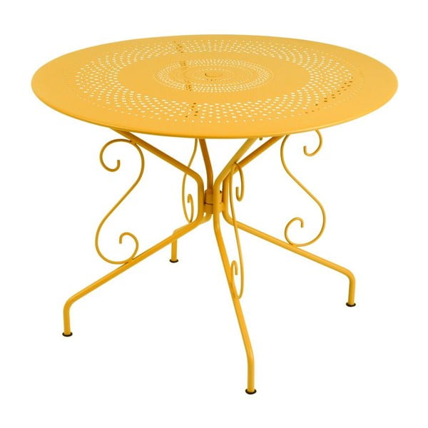 Żółty stół metalowy Fermob Montmartre, Ø 96 cm