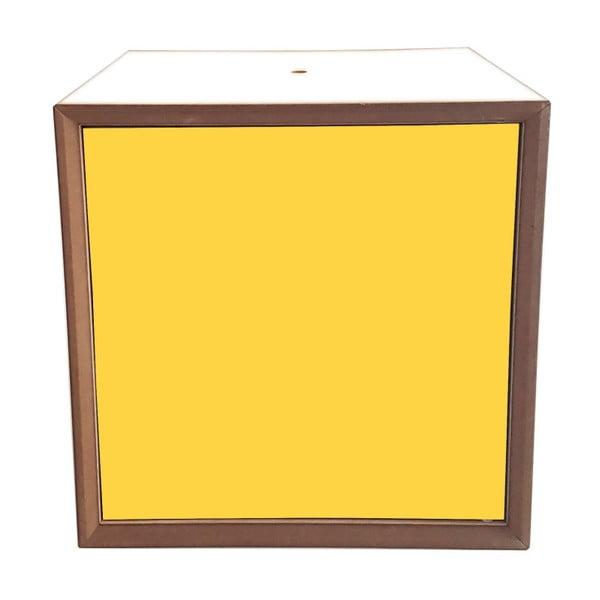 Półka modułowa z białym korpusem i żółtymi drzwiami Ragaba PIXEL, 40 x 40 cm