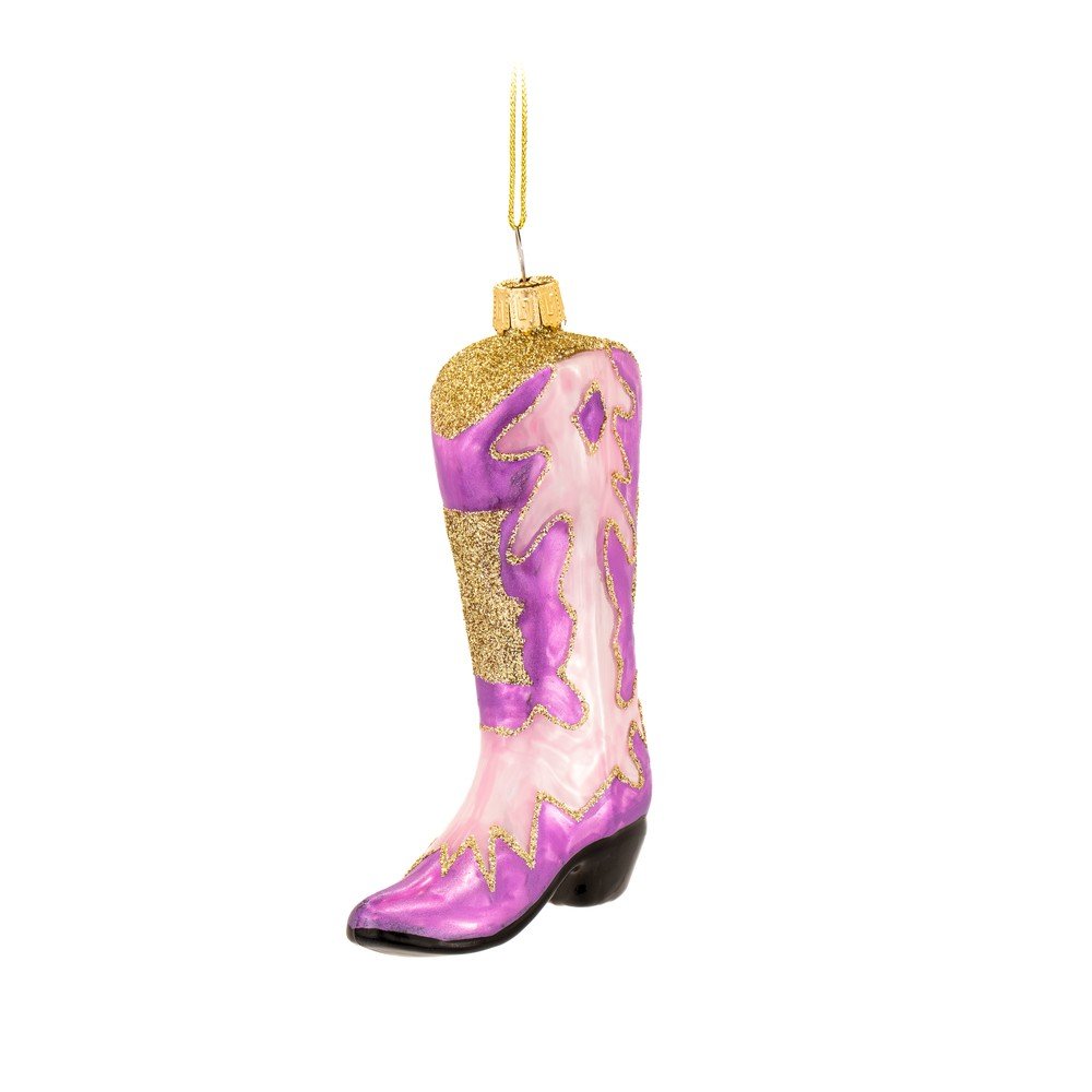 Szklana ozdoba świąteczna 7 cm Cowboy Boot – Sass & Belle