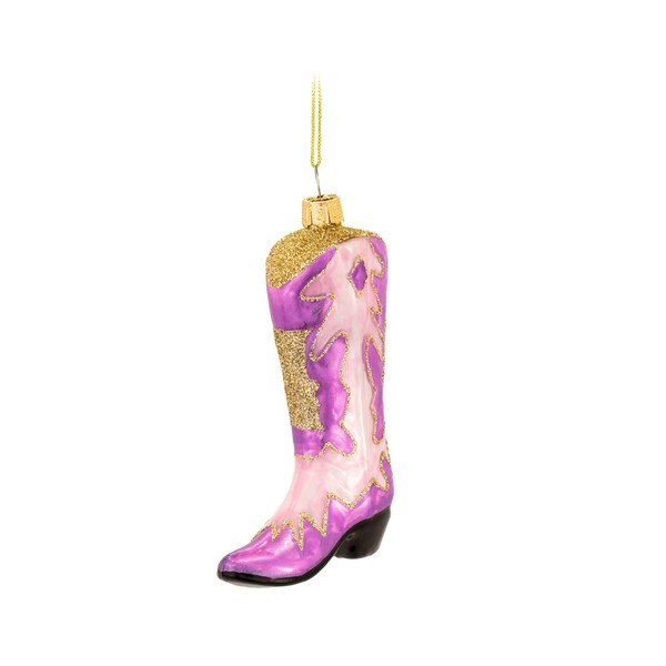 Szklana ozdoba świąteczna 7 cm Cowboy Boot – Sass & Belle