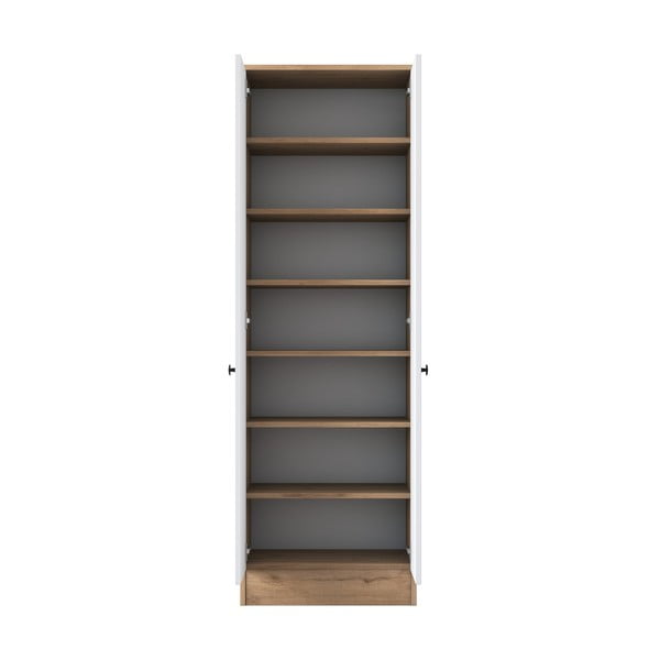 Biała szafa w dekorze orzecha 60x183 cm Theresa – Kalune Design-image-4