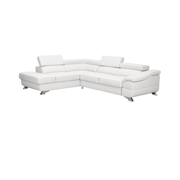 Biały skórzany rozkładany narożnik ze schowkiem lewostronny Windsor & Co Sofas Gamma-image-1