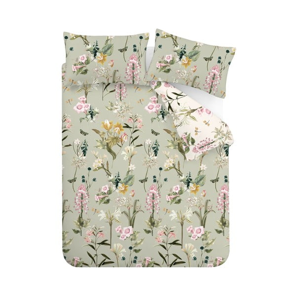 Jasnozielona bawełniana pościel dwuosobowa 200x200 cm Exotic Floral – RHS