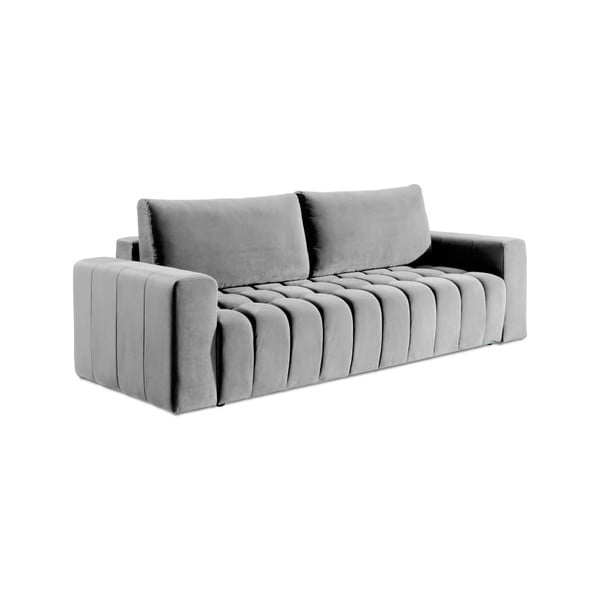 Jasnoszara aksamitna rozkładana/ze schowkiem sofa 247 cm Lazaro – ELTAP-image-2
