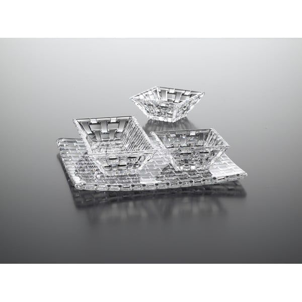 Komplet 3 miseczek do serwowania i tacy ze szkła kryształowego Nachtmann Bossa Nova-image-1