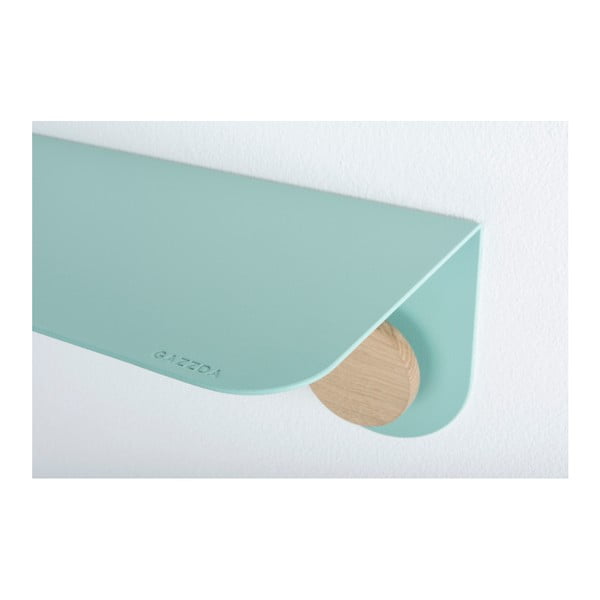 Zielona półka ze stali z detalem z drewna dębowego z 2 haczykami Gazzda Hook, dł. 70 cm-image-3