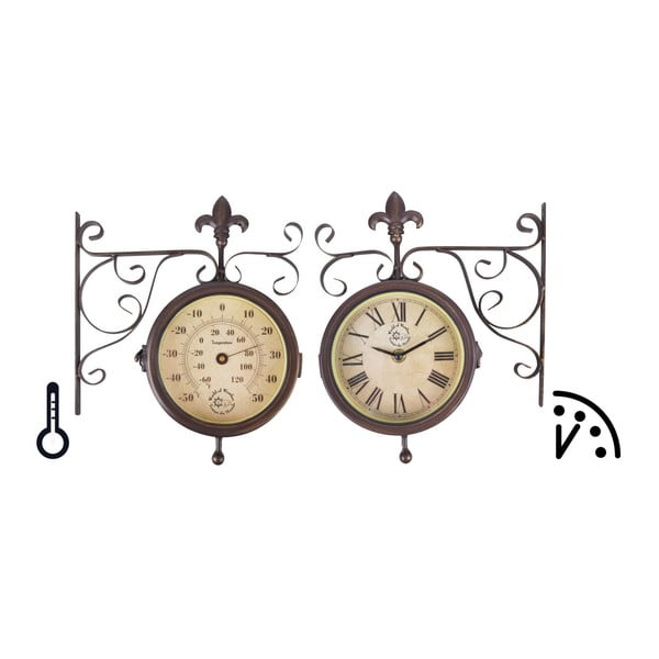 Zegar ścienny z termometrem Esschert Design Rustic