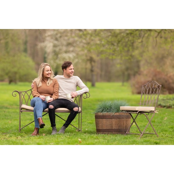 Brązowa metalowa ławka ogrodowa – Esschert Design-image-1