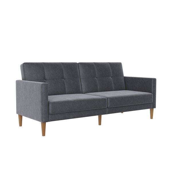 Szara aksamitna rozkładana sofa 207 cm Lilly – Støraa-image-2
