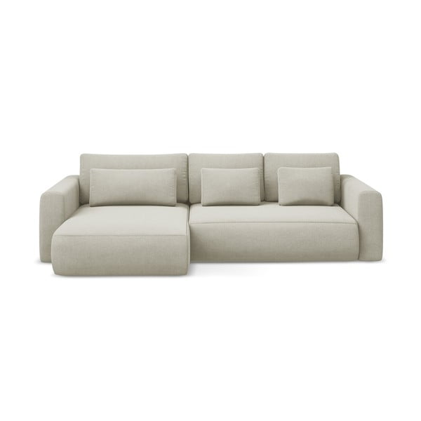 Beżowy rozkładany/ze schowkiem narożnik (lewostronny/z szezlongiem) Kapua – Makamii