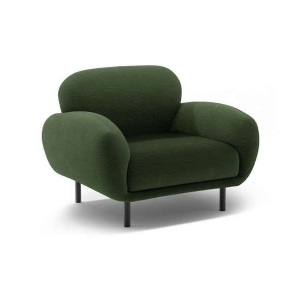 Zielony fotel z materiału bouclé Poppy – Micadoni 