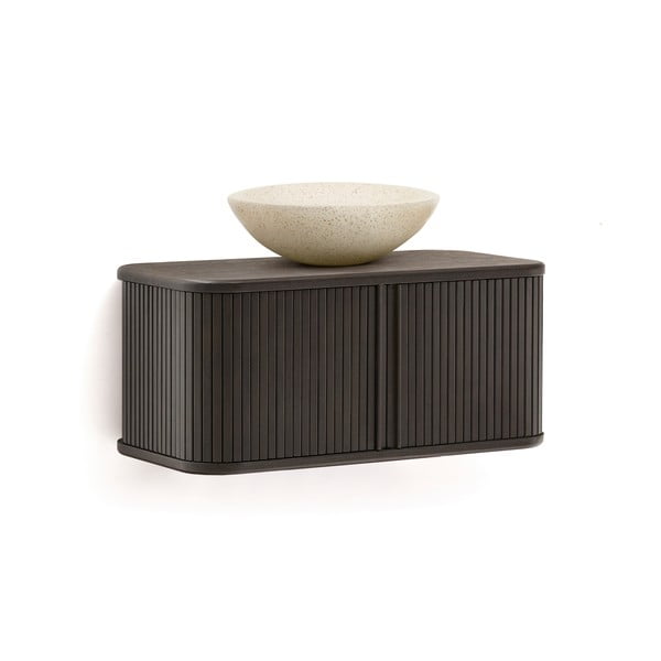 Ciemnobrązowa wisząca szafka pod umywalkę w dekorze jesionu 90x40 cm Mailen – Kave Home-image-3