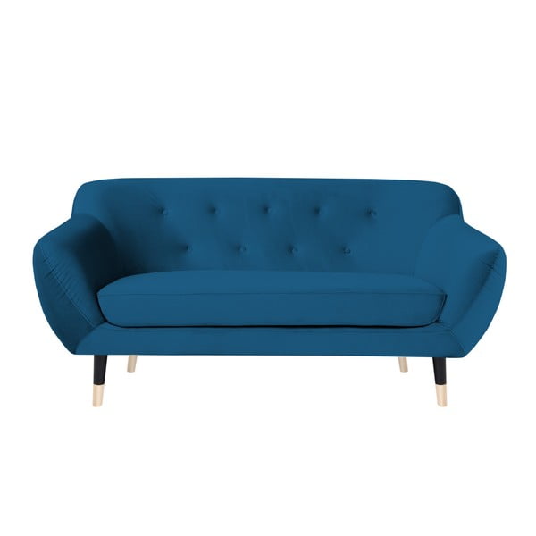 Niebieska sofa z czarnymi nogami Mazzini Sofas Amelie, 158 cm