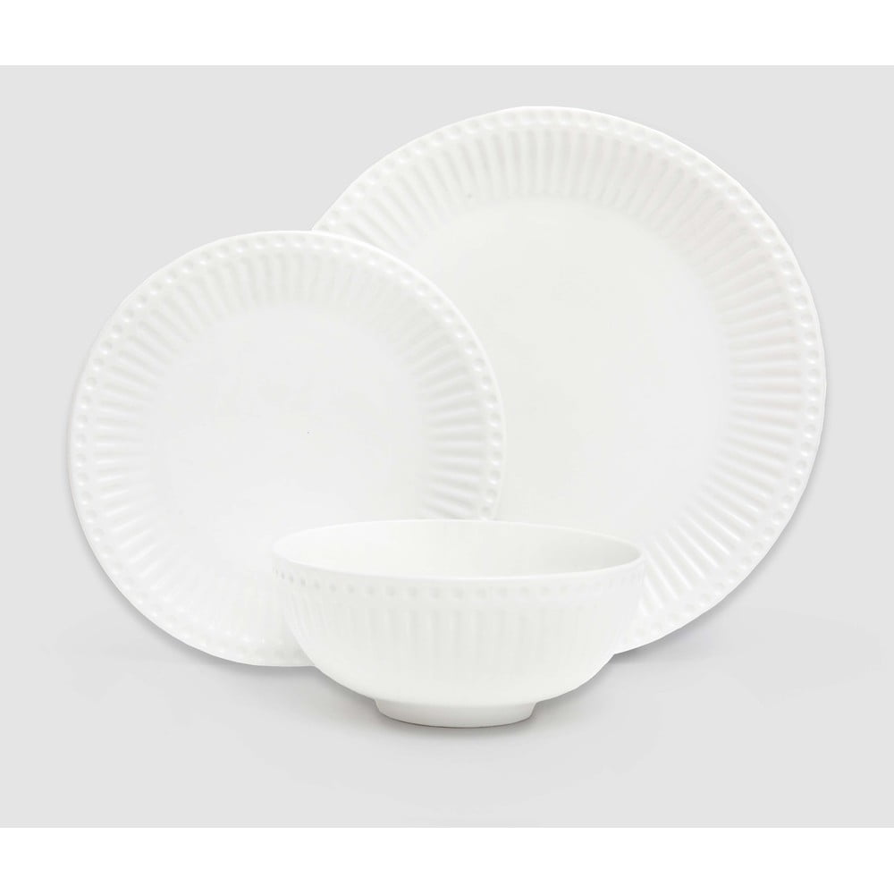18-częściowy zestaw białych talerzy z porcelany Bonami Essentials Purita
