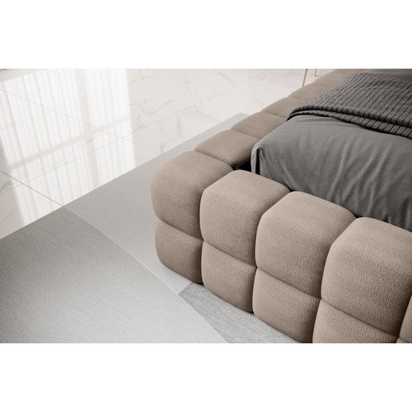 Jasnobrązowe tapicerowane łóżko dwuosobowe ze schowkiem ze stelażem 160x200 cm Dizzle – ELTAP-image-3