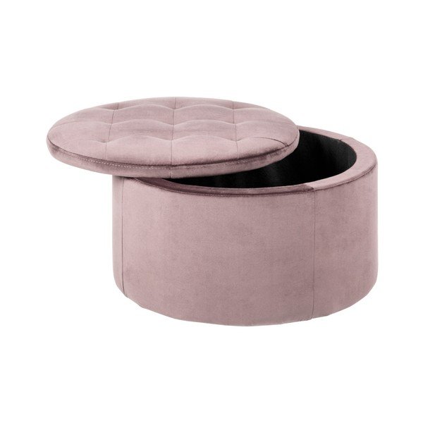 Różowy aksamitny puf Actona Retina, ⌀ 60 cm-image-1