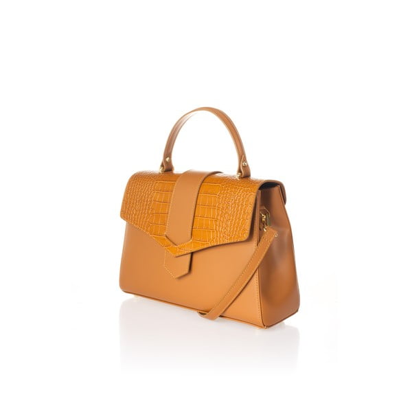 Pomarańczowa skórzana torebka Federica Bassi Marta-image-3