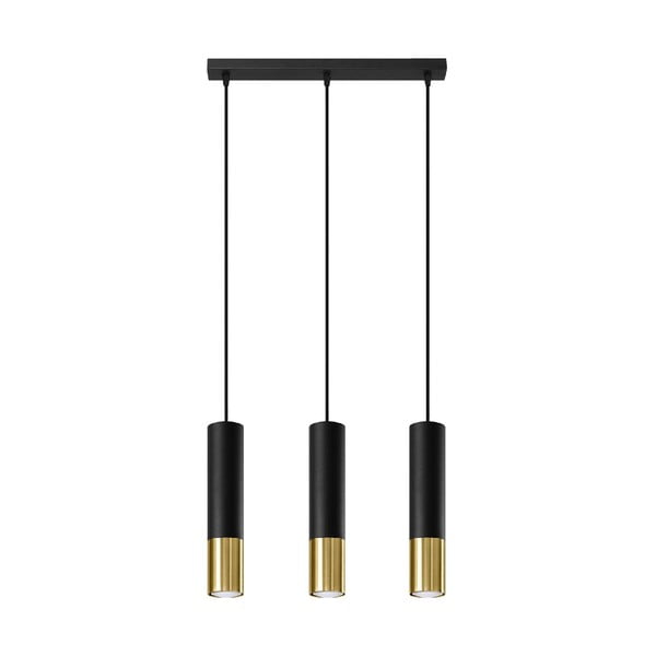 Czarno-złota lampa wisząca z metalowym kloszem 45x6 cm Longbot – Nice Lamps