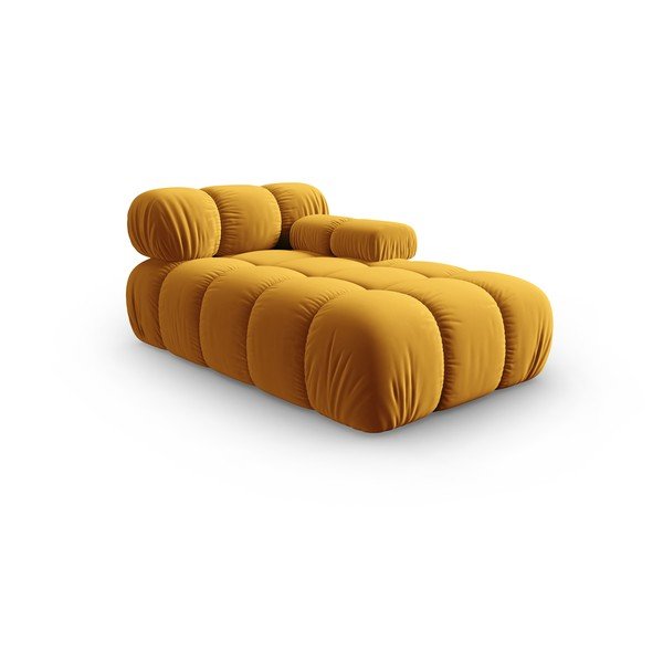 Żółty aksamitny szezlong (prawostronny) Bellis – Micadoni Home-image-3