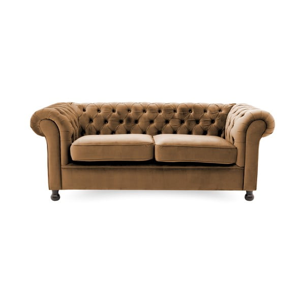 Brązowa sofa Vivonita Chesterfield, 195 cm
