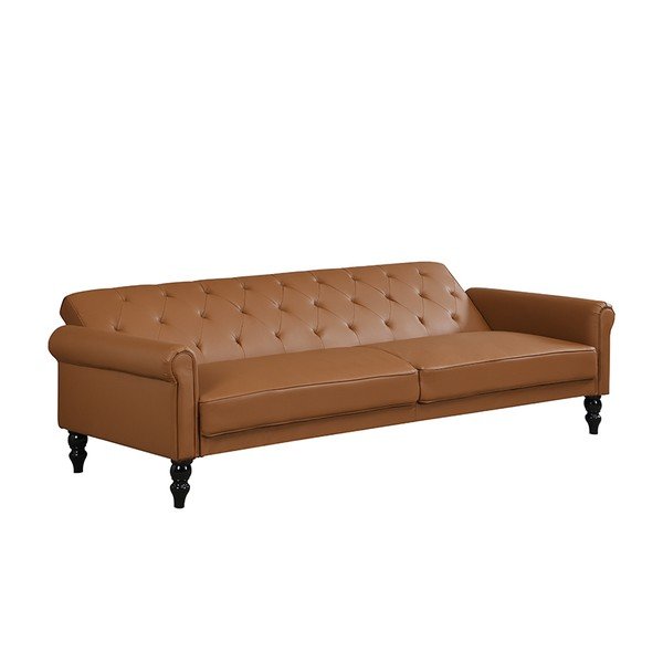Koniakowa częściowo rozkładana/rozkładana sofa z imitacji skóry 222 cm Tyne – Støraa-image-3