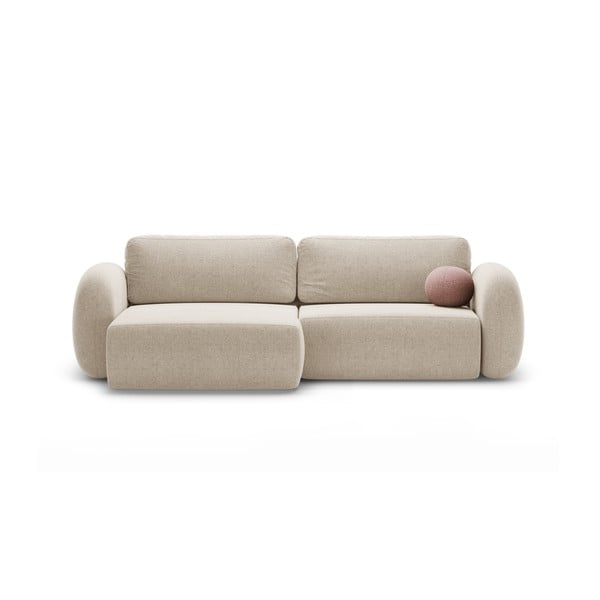 Beżowy rozkładany/ze schowkiem narożnik z tkaniny szenilowej Tonale – Cosmopolitan Design