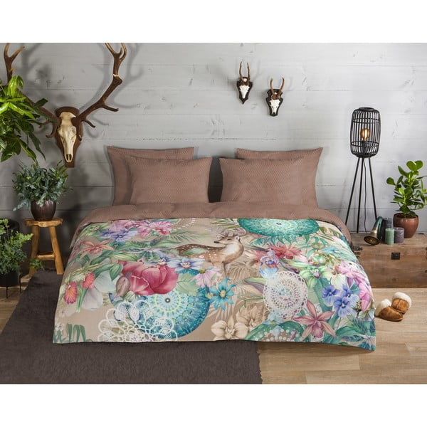 Brązowa flanelowa pościel jednoosobowa 140x200 cm – HIP-image-1