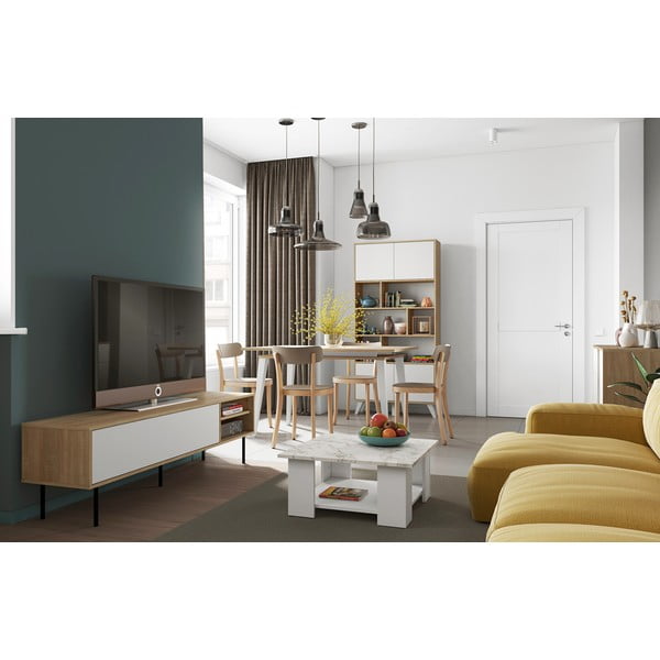 Biała szafka pod TV w dekorze dębu 165x40 cm Ampère – TemaHome-image-1