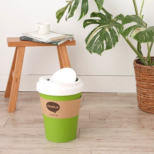 Brązowo-biały kosz na śmieci Qualy&CO Coffee Bin-image-1