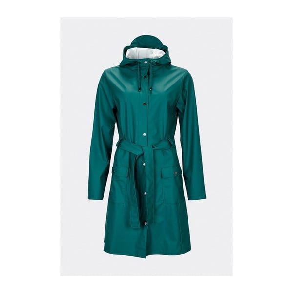 Ciemnozielony płaszcz damski o wysokiej wodoodporności Rains Curve Jacket, rozm. XS/S