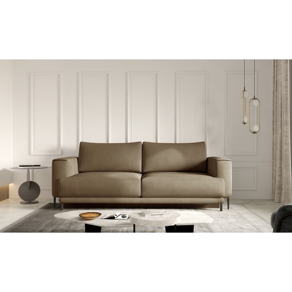 Jasnobrązowa aksamitna rozkładana/ze schowkiem sofa 260 cm Dalia – ELTAP-image-1