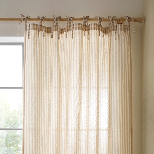 Beżowa zasłona 140x183 cm Zanzibar Woven Stripe – Pineapple Elephant