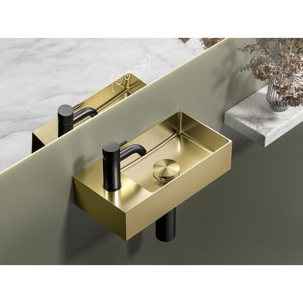Umywalka ze stali nierdzewnej w kolorze złota 36,5x18 cm Aurum – Sapho-image-1
