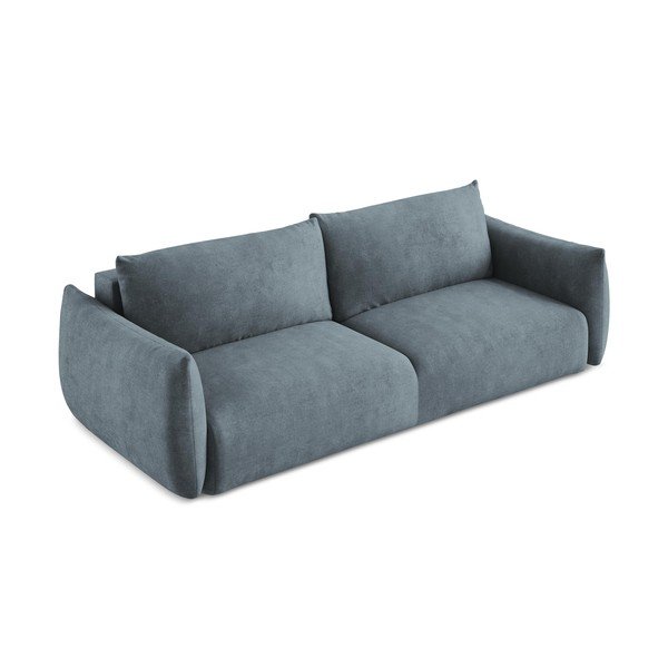 Niebieska rozkładana sofa z tkaniny szenilowej 230 cm Leila – Makamii-image-3