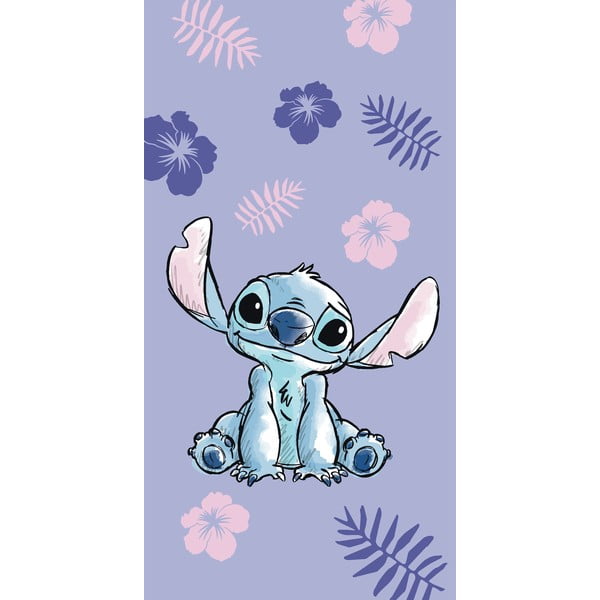 Fioletowy bawełniany ręcznik dziecięcy 70x140 cm Lilo and Stitch – Jerry Fabrics
