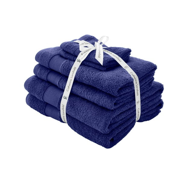 Ciemnoniebieskie bawełniane ręczniki frotte zestaw 6 szt. Anti-Bacterial – Catherine Lansfield