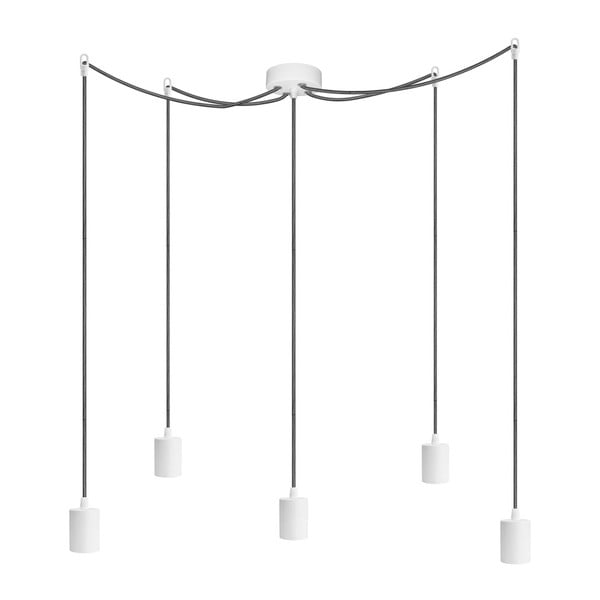 Lampa wisząca Cero, 5 rozłożystych kabli, biały/czarny/biały