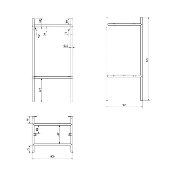 Czarny metalowy stelaż pod umywalkę 40x82 cm Puno – Sapho-image-3