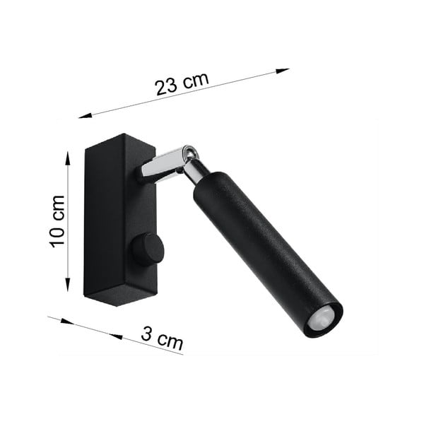 Czarna lampa punktowa 10x3 cm Tiden – Sollux-image-3