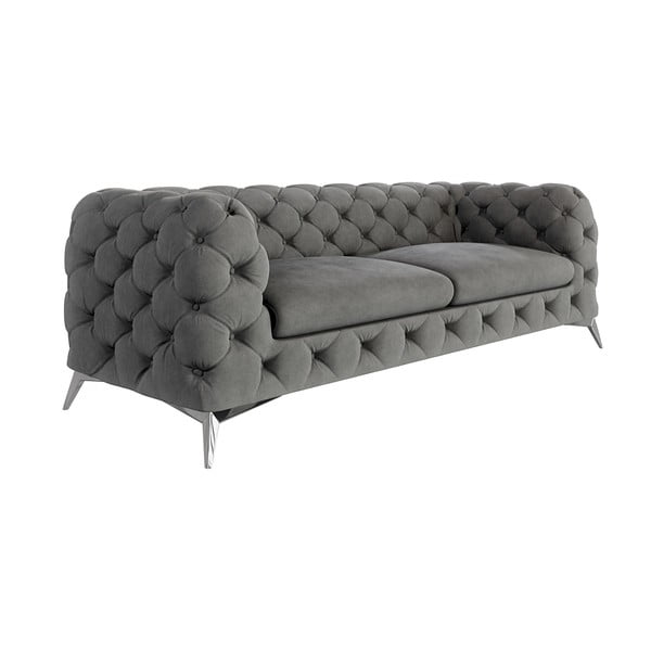Szara aksamitna sofa 225 cm Chelsea – Ropez-image-1