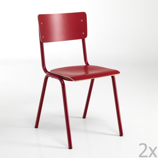Zestaw 2 czerwonych krzeseł Tomasucci School