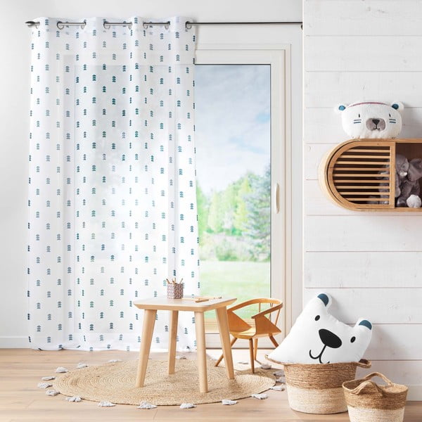 Biało-niebieska firanka z woalu 140x240 cm Geokid – douceur d'intérieur-image-2