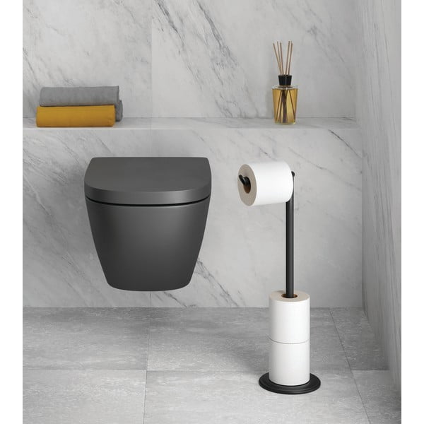 Stalowy stojak na papier toaletowy w kolorze matowej czerni Lava – Metaltex-image-1