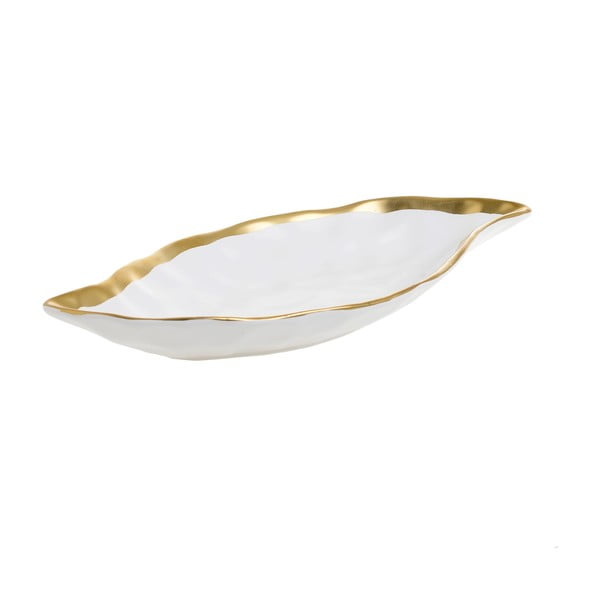 Biała porcelanowa miska do serwowania InArt Leafy, 26,5x13,5 cm