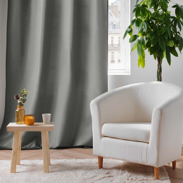 Szara zasłona termiczna z mikrowłókna 135x260 cm Micropolar – douceur d'intérieur-image-4