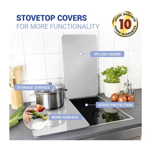 Zestaw 2 szklanych płyt ochronnych na kuchenkę Wenko Universal Silver-image-3