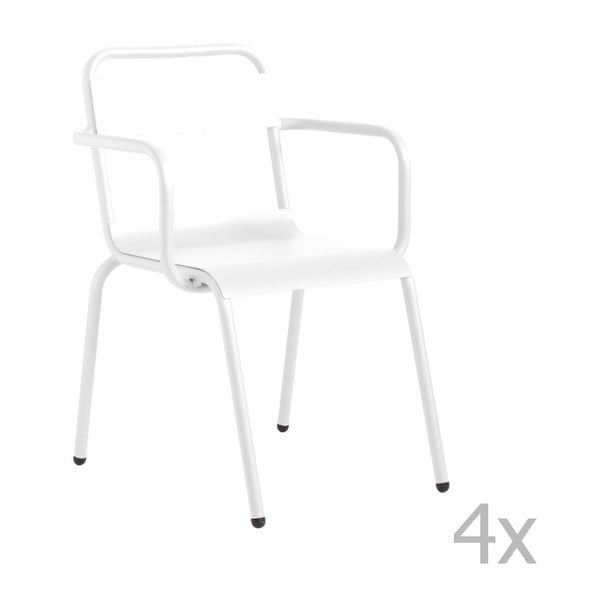 Zestaw 4 białych krzeseł ogrodowych z podłokietnikami Isimar Biarritz